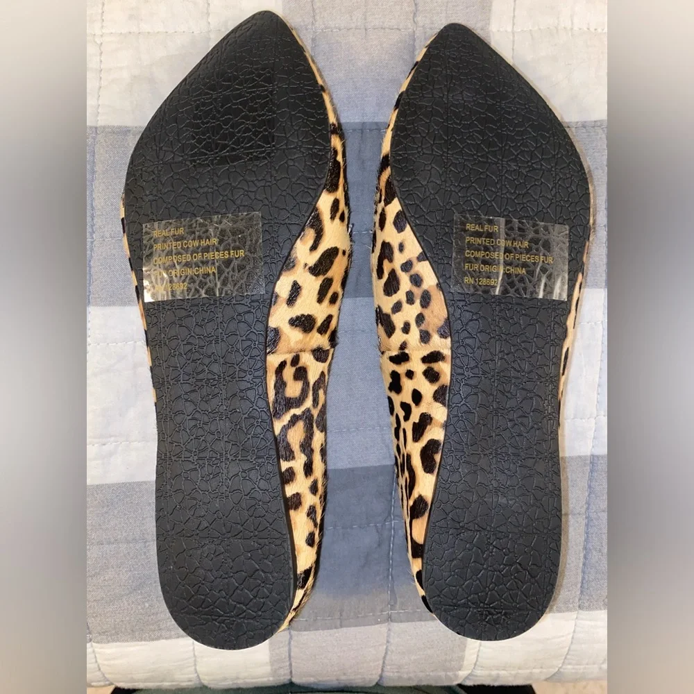 NWOT STEVE MADDEN Feather Leopard Loafer Calf Hair Flat - Picture 3 of 6